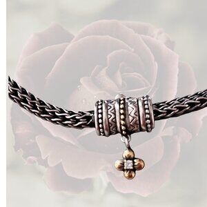Sale - Barbara Bixby 925 Silver 18K Diamond Signature FlowerWheat Chain Necklace